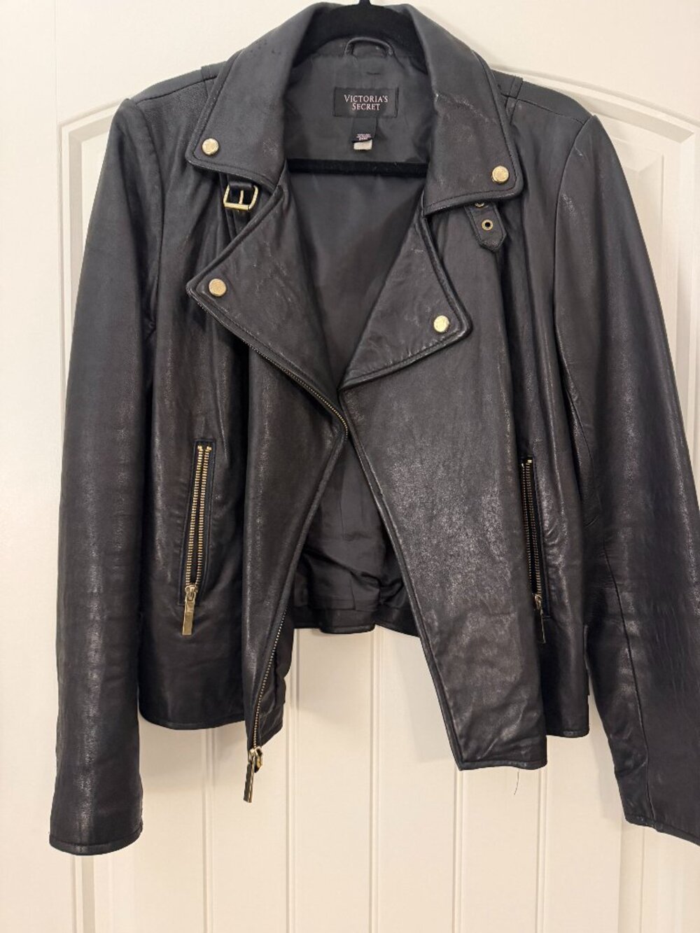 Victoria’s Secret Black Genuine Leather Moto Biker Jacket M